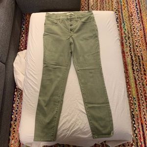 Madewell high rise, button-front skinny crop jeans